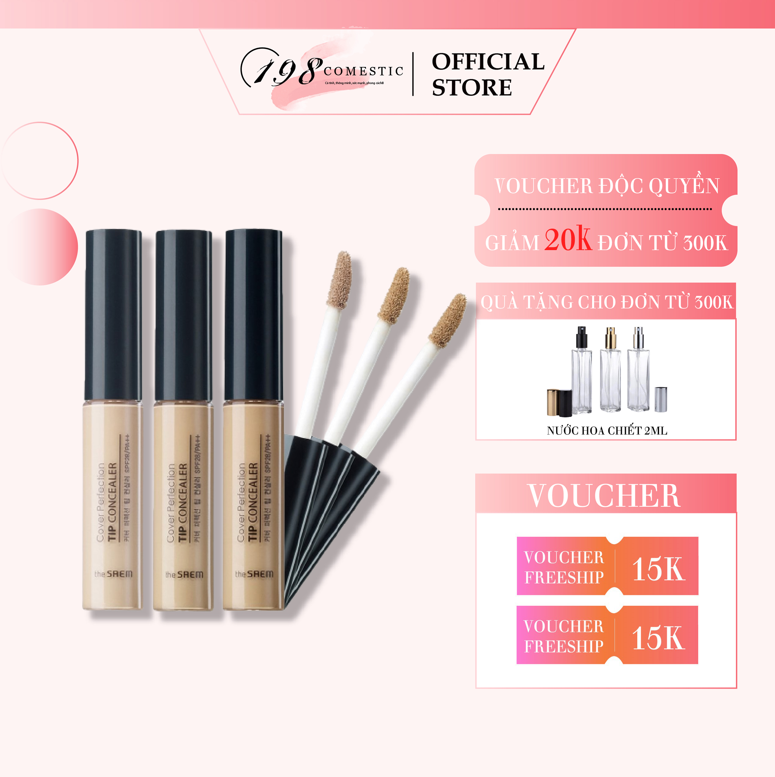 Kem che khuyết điểm The Saem chống thấm nước và chống mồ hôi lâu trôi kem che khuyết điểm in mụn